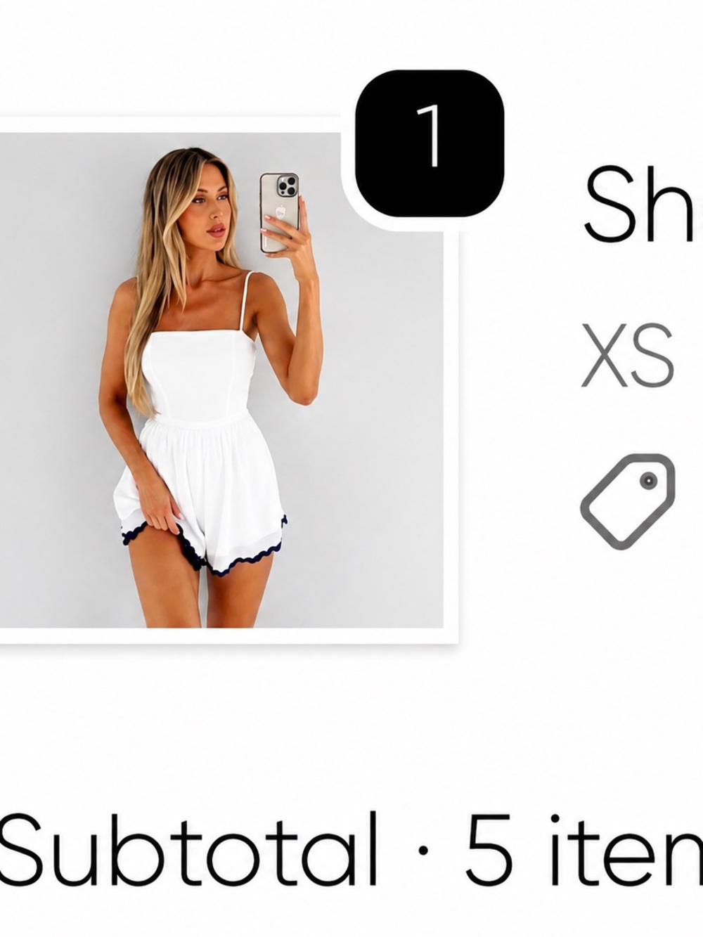 White Fox White Spaghetti Strap Romper with Navy Trim